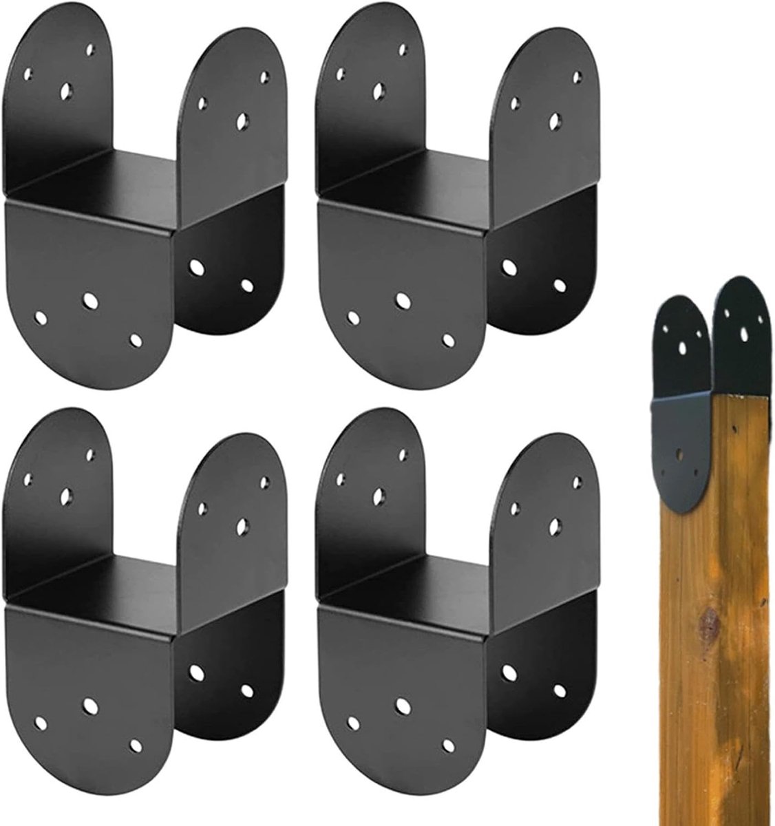 Paalverbinders Set - Balkbevestiging - Buitenconstructies Bouwen - Anti-vervormingsstructuur - 10 x 10 cm - Zilverkleurig