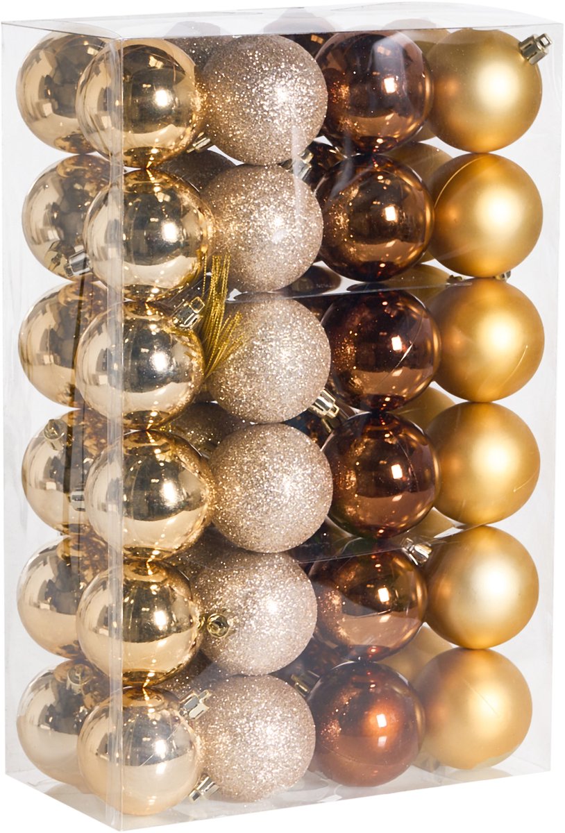 KOLIMA - Set van 48 kerstballen - Goud - Synthetisch materiaal