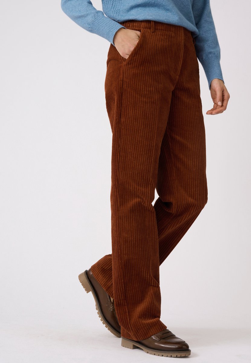 Damart - Corduroy broek met brede ribbels - Dames - Bruin - 42