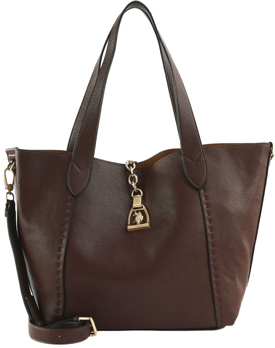 U.S. POLO ASSN. schoudertas shopper Helcho Shopping Bag Dark Brown donkerbruin
