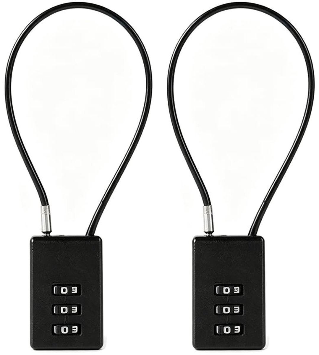 Solidchoice - Set van 2 3-Cijferige Kabelsloten met 30 cm Draadkabel