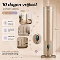 Gouden FUSIFY LX geurverspreider, 36 cm hoog en 11 cm breed. Draadloos te plaatsen, 10 dagen batterijduur, USB-C opladen.