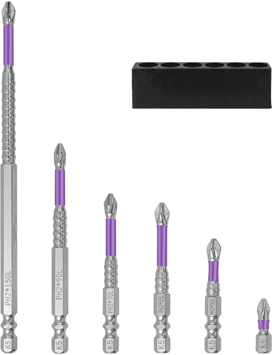 Solidchoice - Set van 6 Antislip Kruiskop Schroevendraaierbits