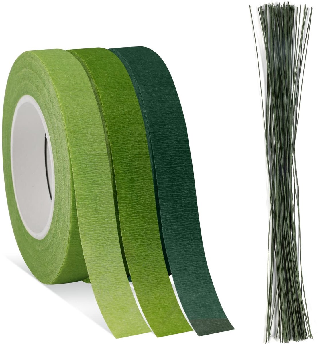 100 Stuks 14 Inch Bloemisten Draad en 3 Rollen 1/2 Inch x 30 Yards Bloemisten Tape voor Het Inpakken van Boeketten en Bloemstukken