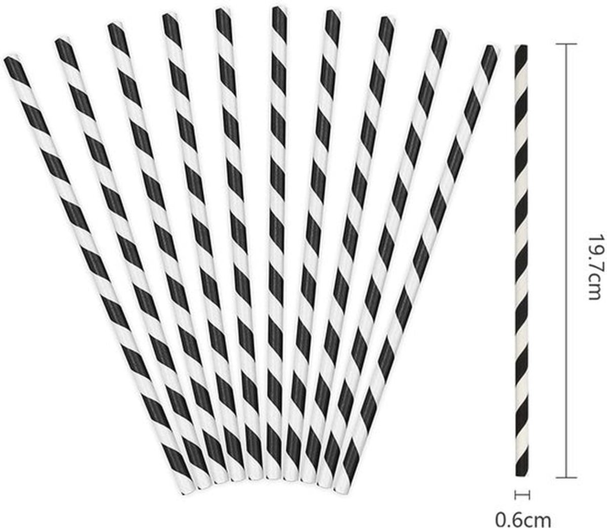 Papieren Rietjes 200 Stuks - Biologisch Afbreekbaar - Herbruikbaar - Voor Bruiloft/Cocktails - Lichtgewicht - Kraftpapier 19,6 cm
