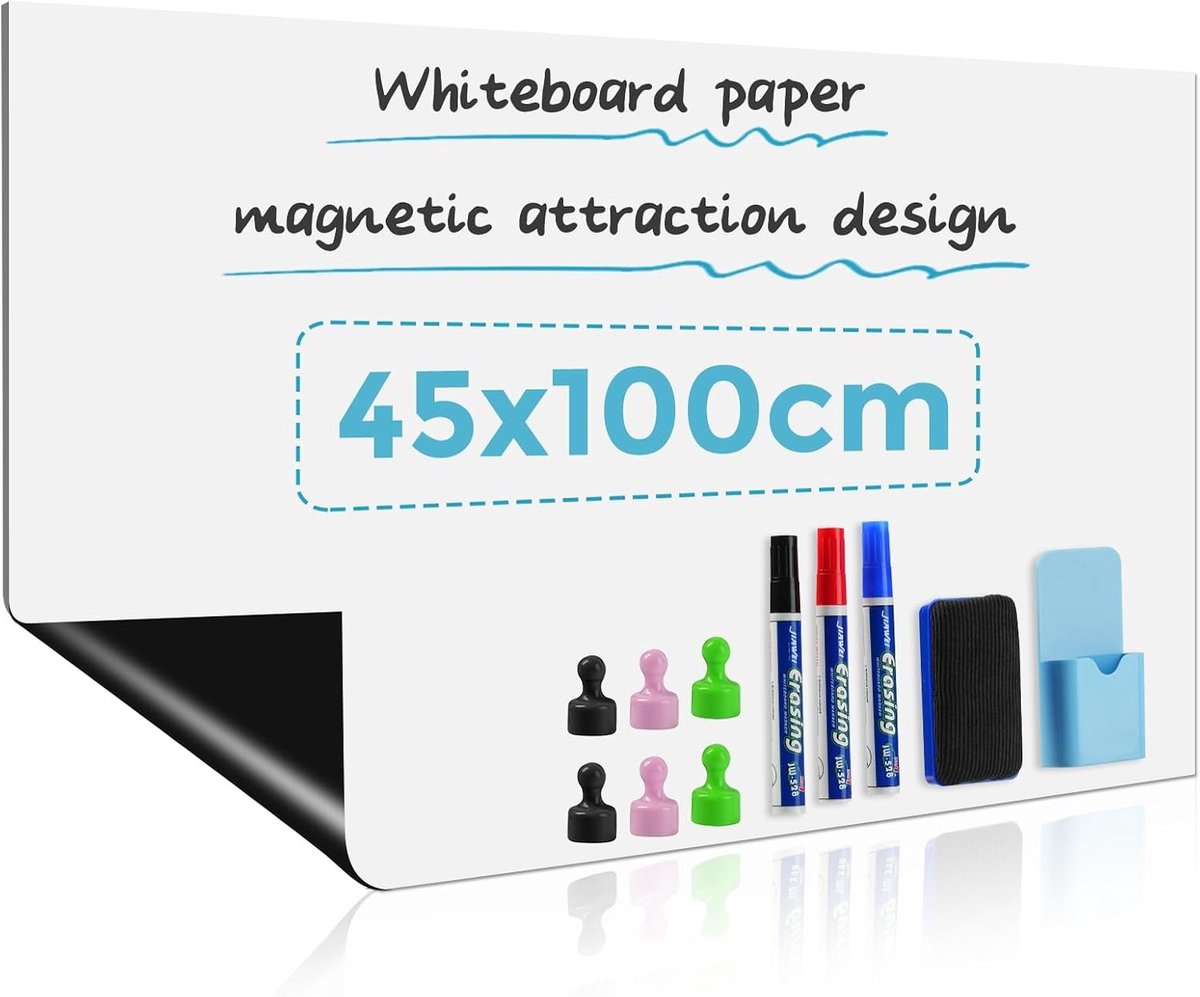 Whiteboardfolie - Wit - 45 x 100 cm - Zelfklevend Magnetisch Whiteboard - Voor Kantoor en Kinderkamer