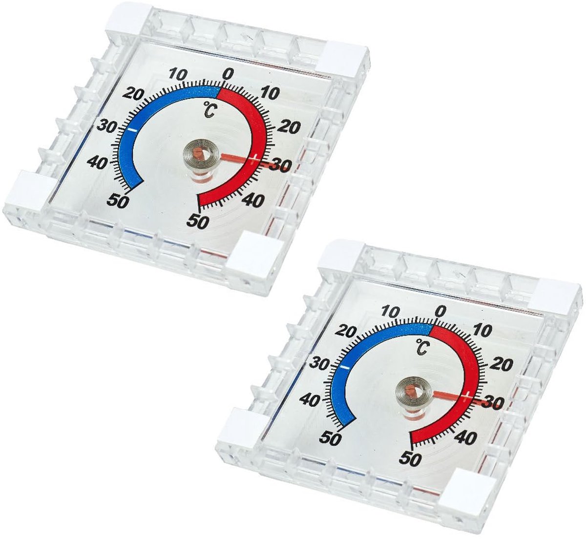 2 Stuks Buiten Thermometer voor Raam, Zelfklevend en Weerbestendig