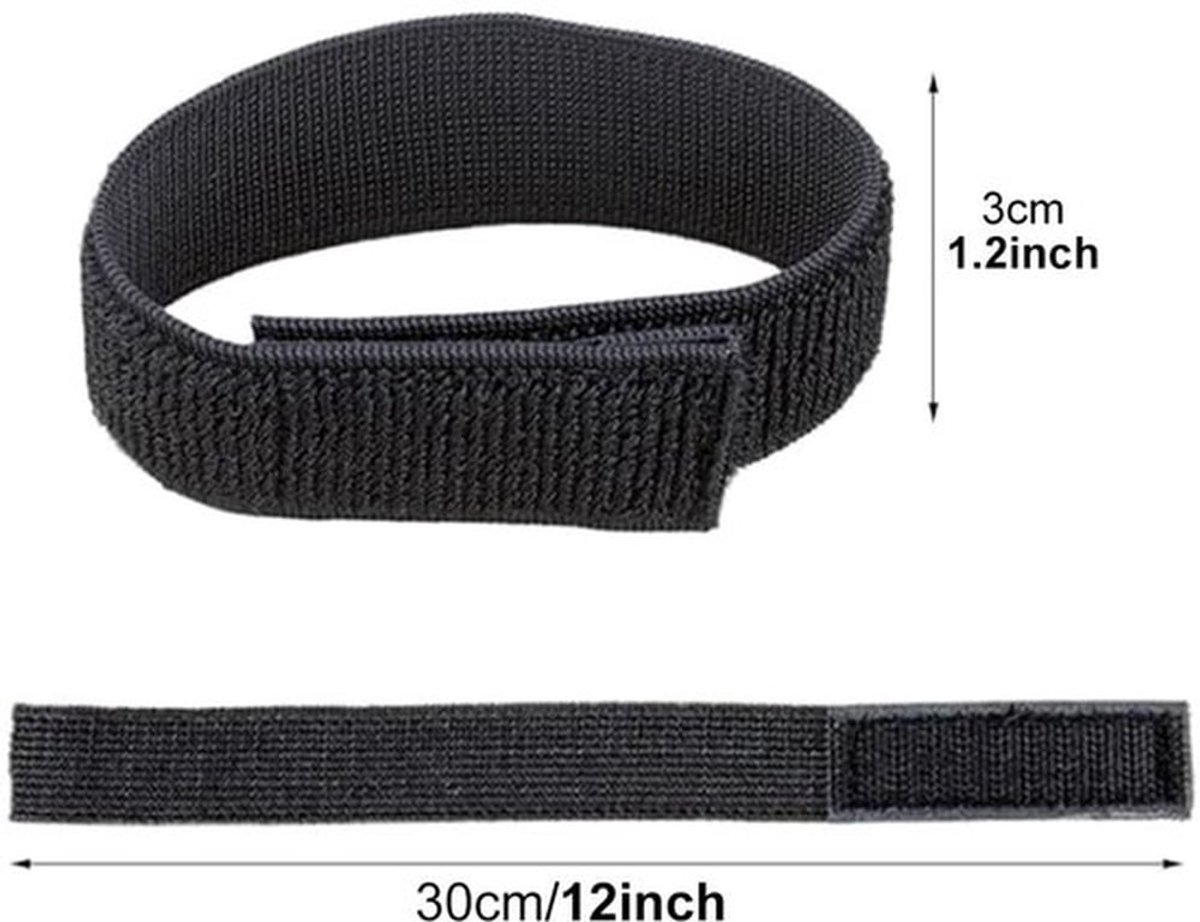 Broekklem 4 stuks - Elastische Klittenband - Broekklemmen voor Fietsers - Broekklem Fiets Dames - Broekbinders - Zwart 30 x 3 cm - Broekband