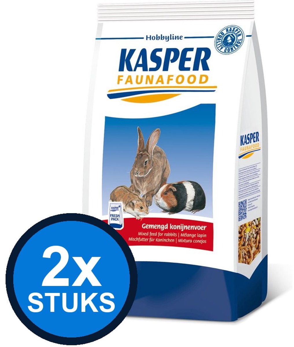 2x Kasper Faunafood Gemengd Konijnenvoer - Konijnenvoer