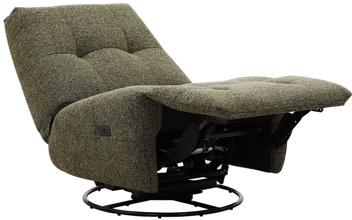 Vente-unique Draaibare relaxfauteuil in groen chenillestof COSADO