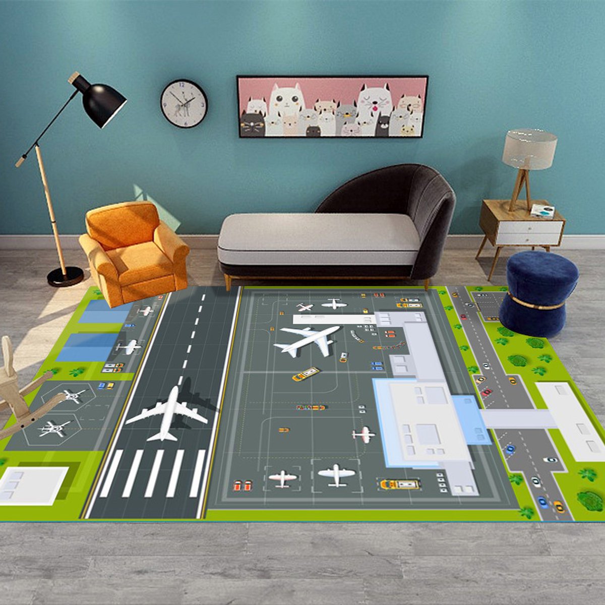 Autospeelmat - Wegtapijt Kinderen - Spelen met Auto's - Antislip Onderkant - 50*80cmdierenriem van de twaalf dieren