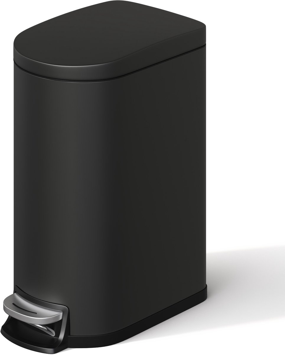 Smalle Pedaalemmer RVS 10L - 18.6x32x38.8cm - Prullenbak - Soft Close Deksel - Uitneembare Binnenemmer - Geurcontrole - Waterdicht - Voor Badkamer Slaapkamer - Zwart