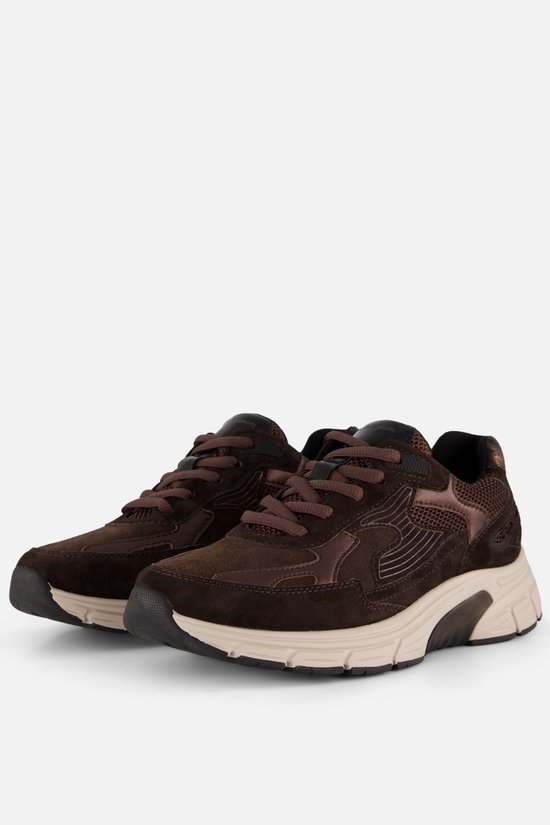 Bruine Gabor Rollingsoft sneakers met bronzen accenten en veters.
