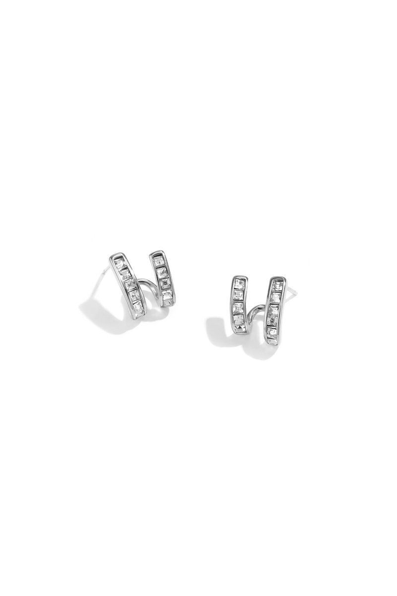 Lumi - Oorbellen - Dubbel Effect - Zirkonia - Stainless Steel - - Zilver