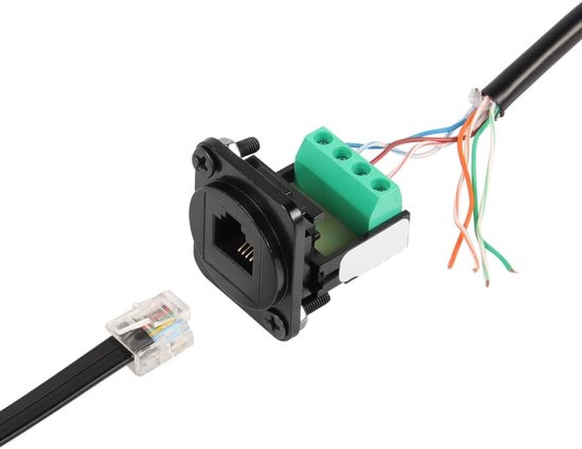 RJ11 Paneelmontage Telefoonadapter CAT3 6P4C - Soldeerloze connector voor telefoonlijn