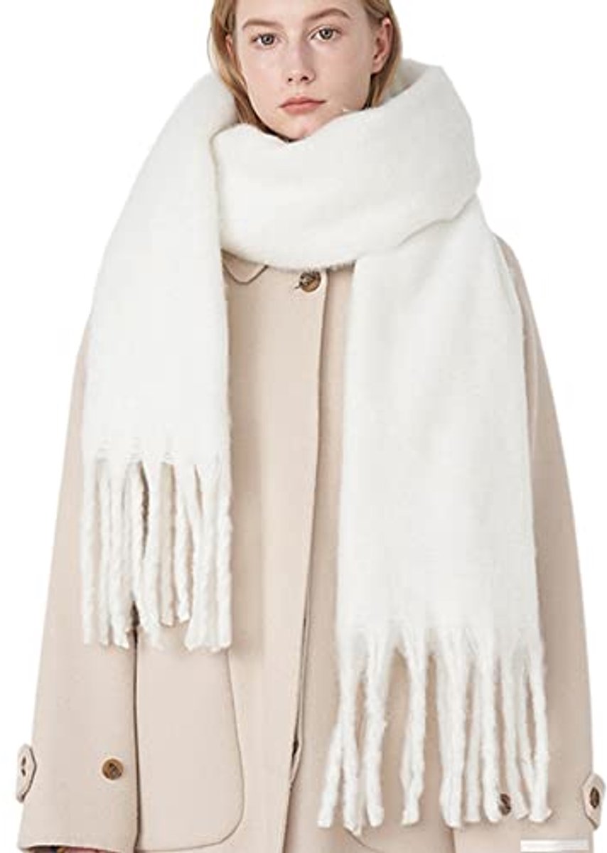 longziming - Grote Dikke Sjaal - Oversized en Zacht - Warme Wintersjaal van Grof Gebreid Materiaal - Fluffy Plaid Sjaal - Voor Dames en Heren