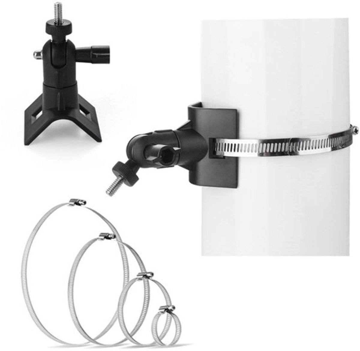 Geschikt voor universele beugels van geschikt voor Arlo/Wyze/Eufycam voor wand- en plafondmontage, boorvrije paalbeugel voor beveiligingscamera's buitenshuis - zwart