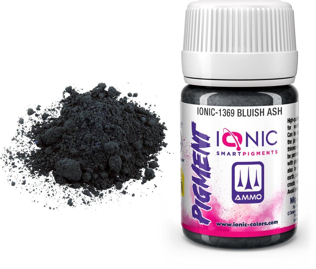 AMMO by Mig Jimenez Hobbyverf Auto - MIG IO1369 Ionic Smart Pigments - Blauwgrijze As - 35ml Verf potje - 35 ml