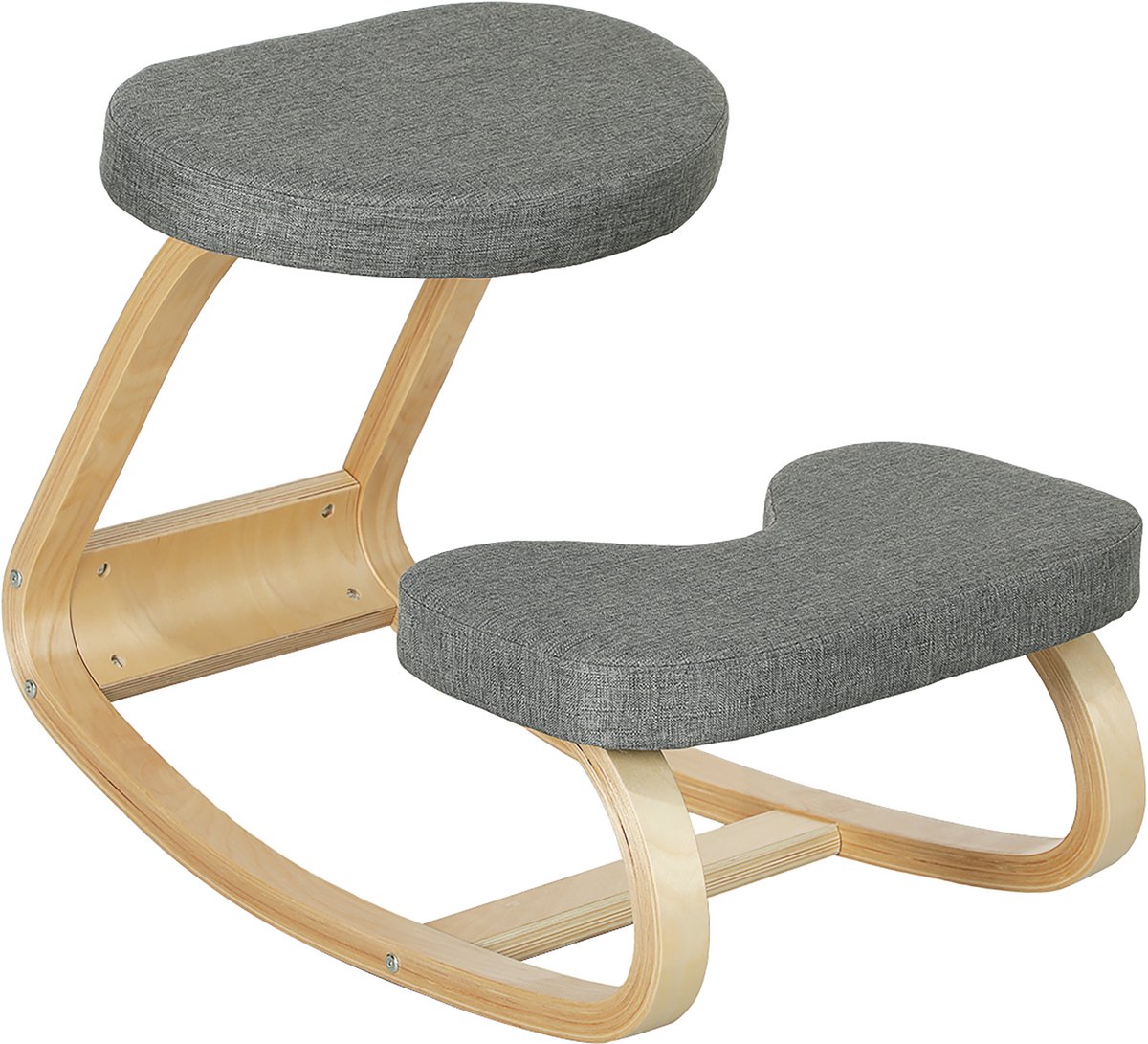 HOMCOM Kneeling Chair-Birkenholz, Polyester-73L x 50B x 55H cm-Grau