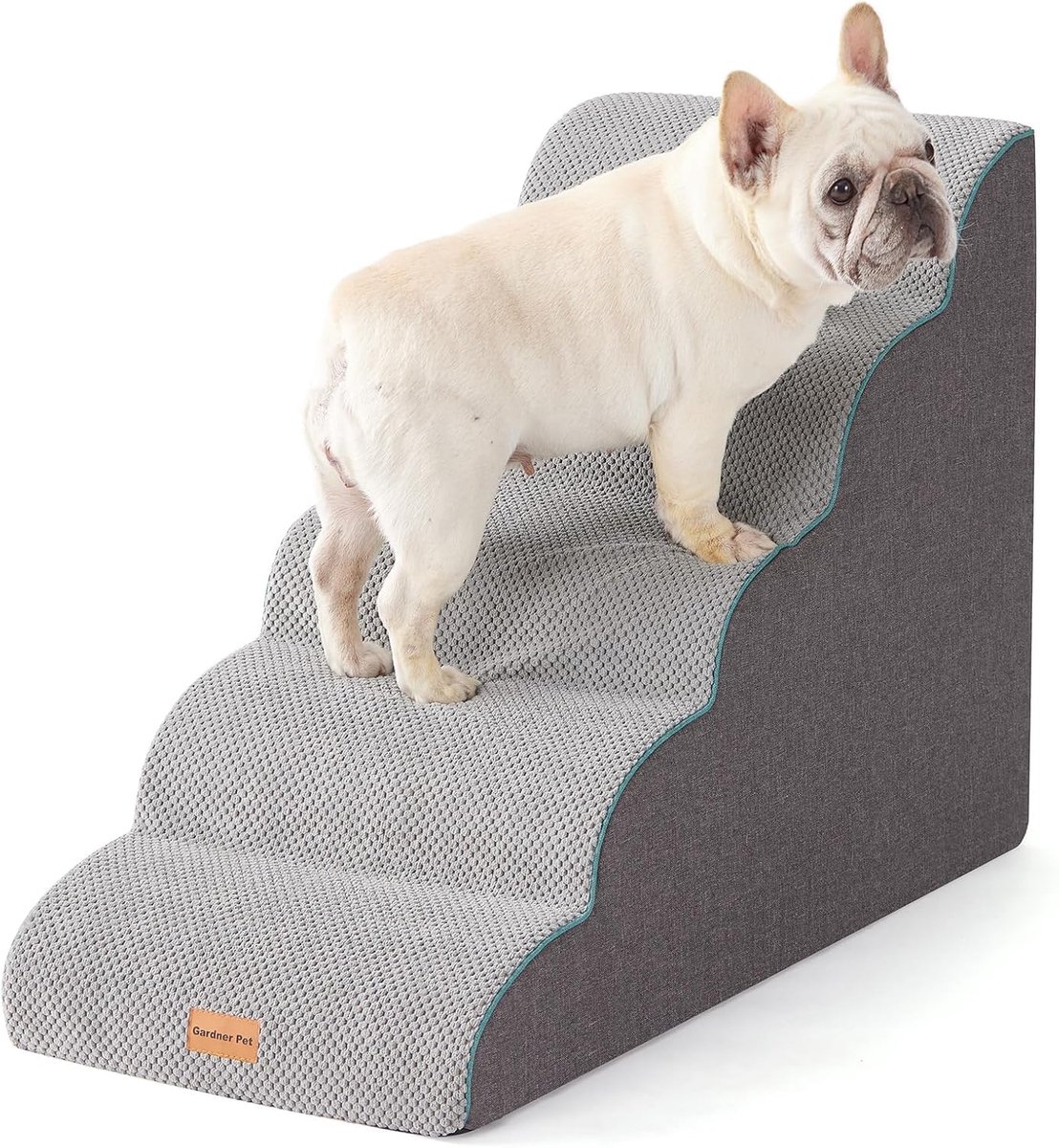 Famanu – Hondentrap voor kleine honden, 58 cm, huisdiertrap met 5 treden, schuim met hoge dichtheid en antislip waterdichte bekleding voor bed en bank