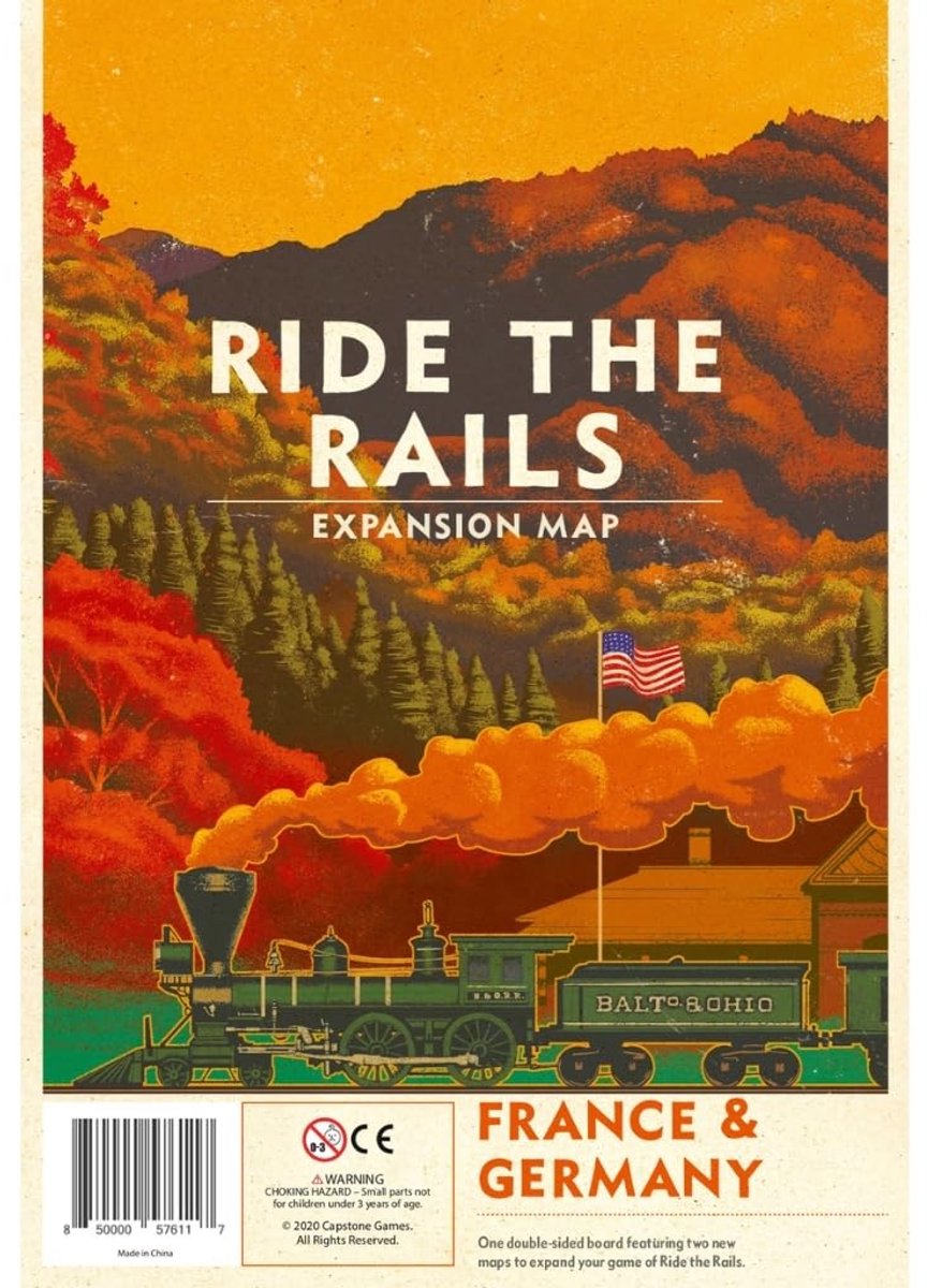 Capstone Games - Ride the Rails France & Germany Expansion - Double-sided Expansion Map for Ride the Rails - ShopVlot