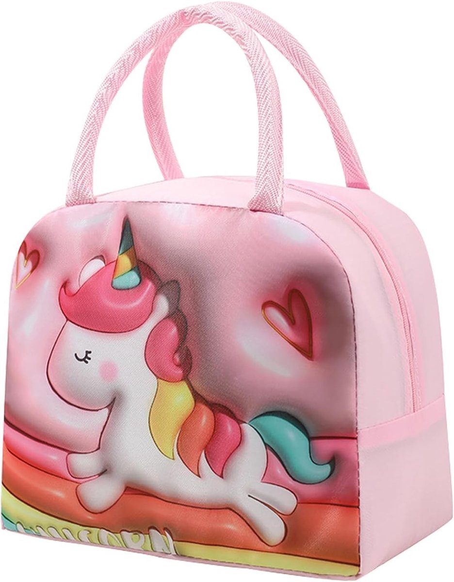 Schattige Geïsoleerde Lunchtas voor Kinderen, Herbruikbare Tas voor School, Picknick en Reizen met Ponypatroon