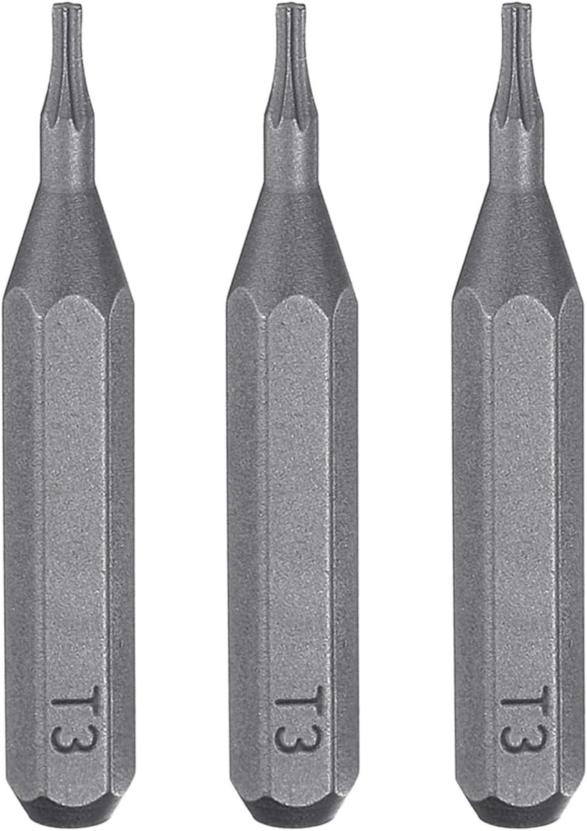 3-delige T3 Torx Schroevendraaier Bit Set met 4mm Hex Shank, Magnetische Sterkop en S2 Staal voor Elektrisch Gereedschap