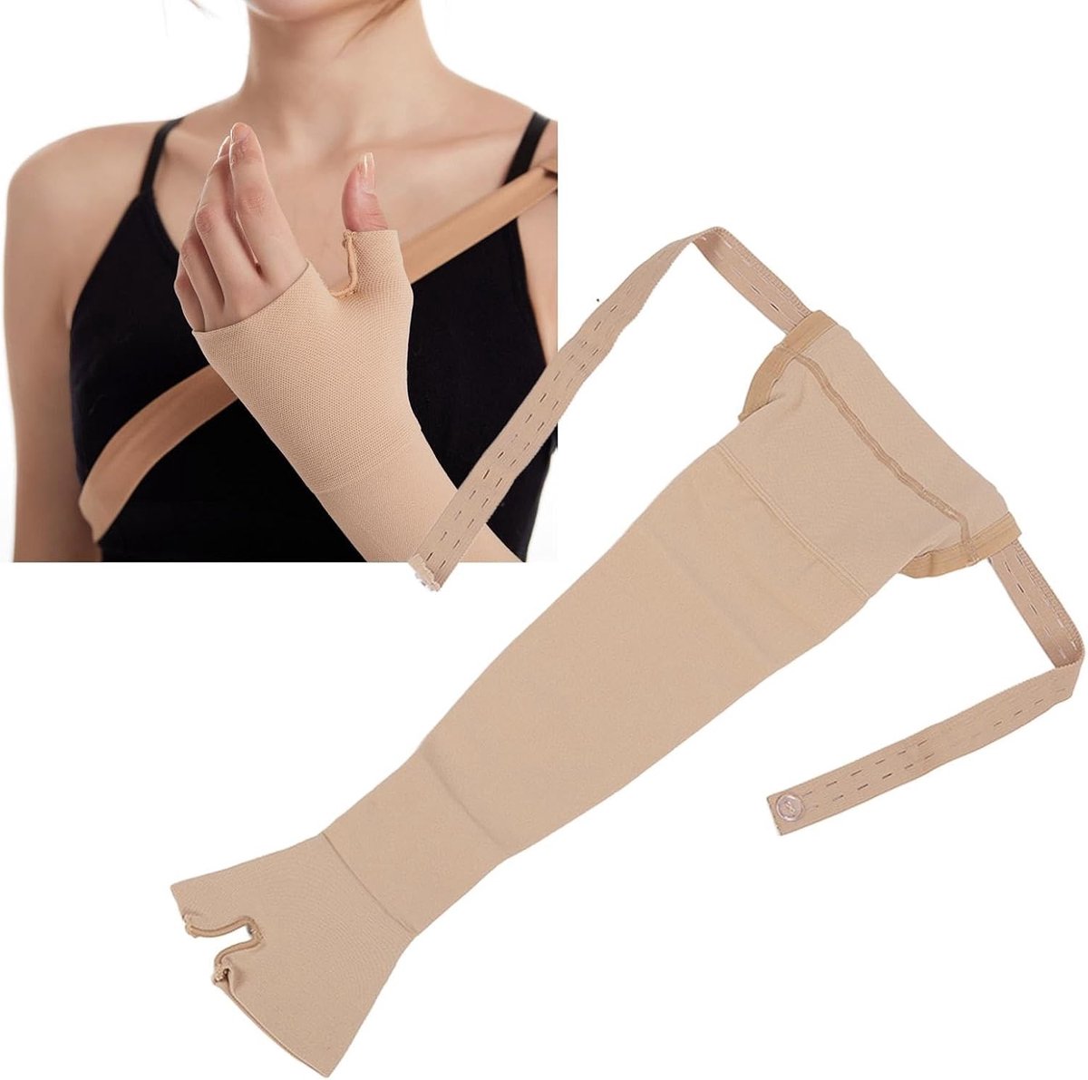 Lymfedeem Arm Guard voor Herstel, Zacht Nylon, Ademend en Hoog Elastisch, Zwelling Verminderen na Mastectomie, Draagbaar Arm Cuff (L-Links)