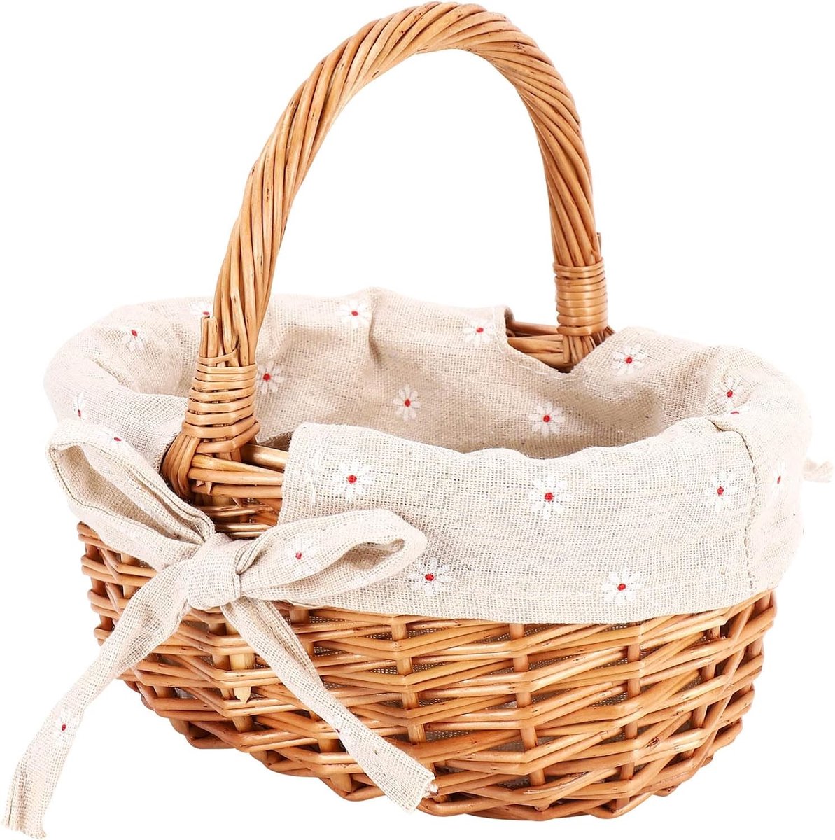 Handgeweven Wicker Mand met Nepp bloemen, Perfect voor Cadeaus en Decoratie, Kleine Opbergmand