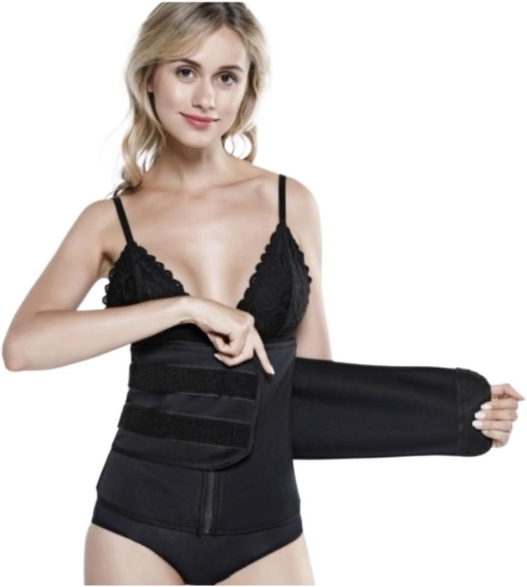 Buikgordel Taille Trainer - Body Shaper Riem - Lichaamsvorming Dagelijks - Flexibel Spandex Materiaal - 1 kg - Zwart