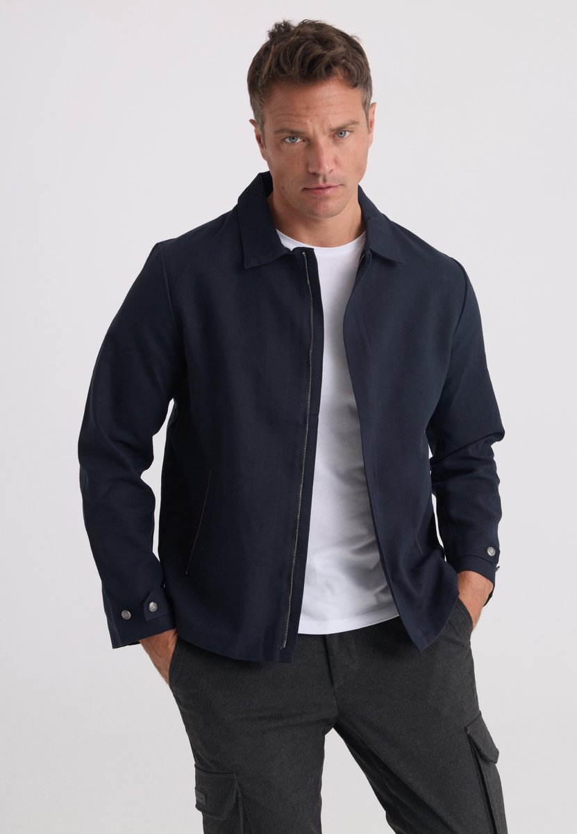 Felix Hardy Jas Van Katoen-Linnen Mix Heren Navy - M
