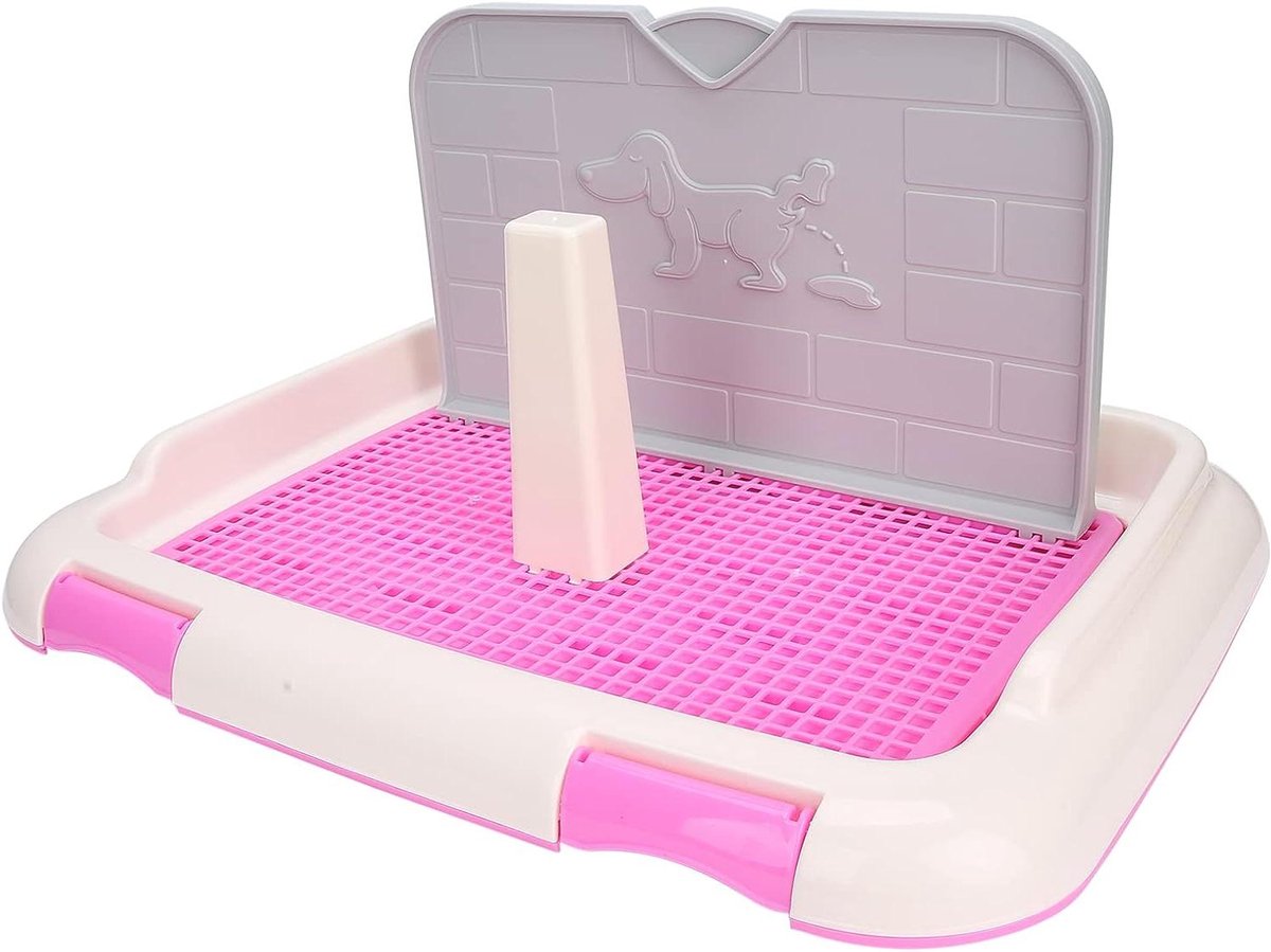 Hondentoilet Binnen - Puppytraining Toilet - Zindelijkheidstraining Hond - Gesimuleerde Wand - Voor Kleine Honden - Roze
