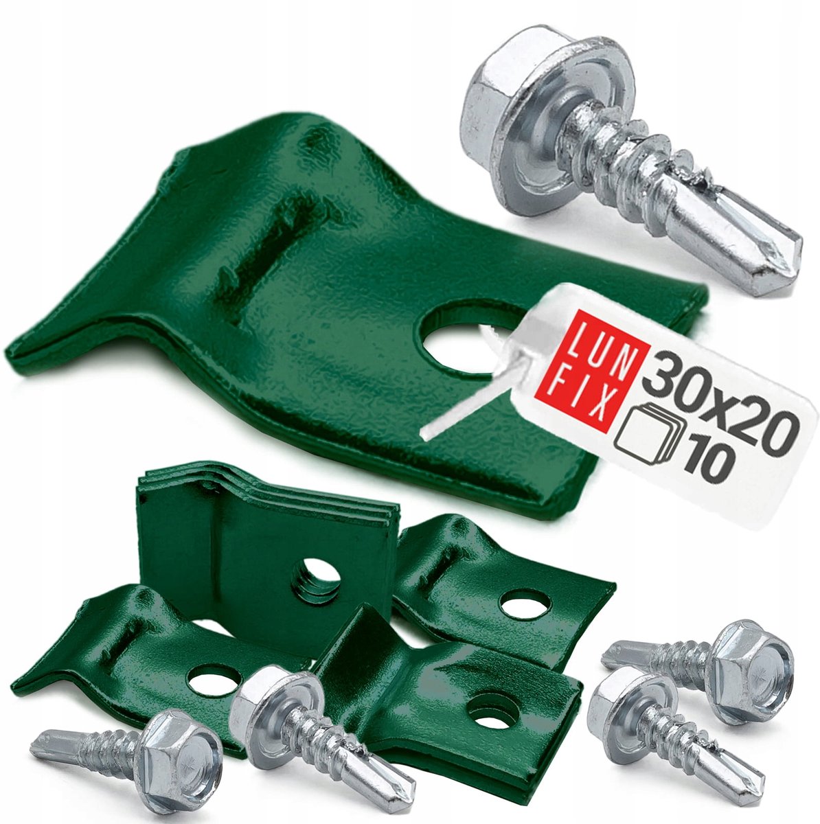 LUN FIX - Metaal spanningsdraadsteun voor gaashekwerk 5,5x19 mm - Groene - 10 stuks