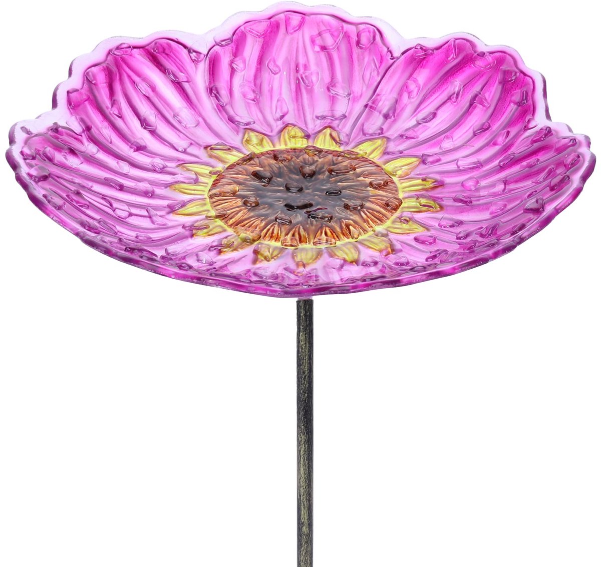 MUMTOP Glass Bird Baths for Outdoors, 12 Inch Bird Bath Bowl with Metal Stake Sunflower Bird Feeders for Garden and - ShopVlot