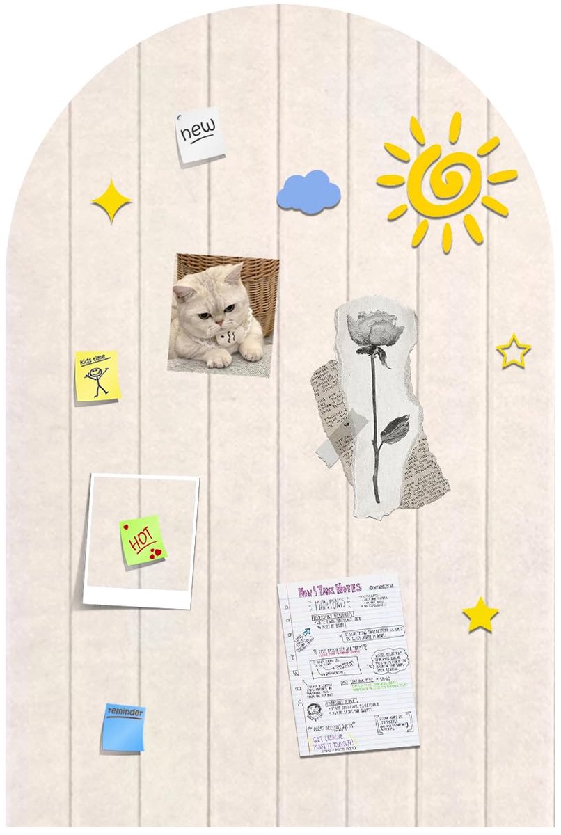 Famanu – Opvouwbaar prikbord van 60x40 cm, dik boogviltbord met zelfklevende sticker, ronde randen, decoratieve wandpanelen voor kantoor en woonkamer (beige)