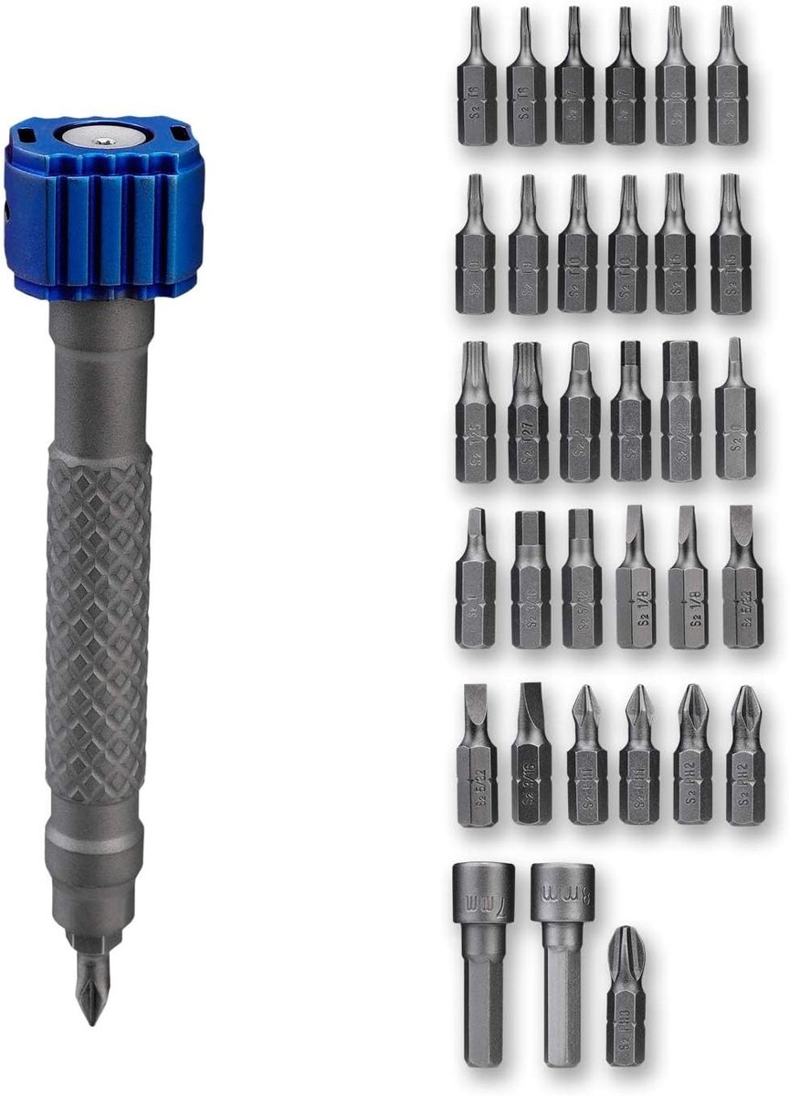 Draagbare 33-in-1 Titanium Schroevendraaierset met Waterproof Tas van 500D Cordura-Nylon, Multifunctionele 1/4 inch Hex Sleutel en Gereedschap voor Precisie Reparaties