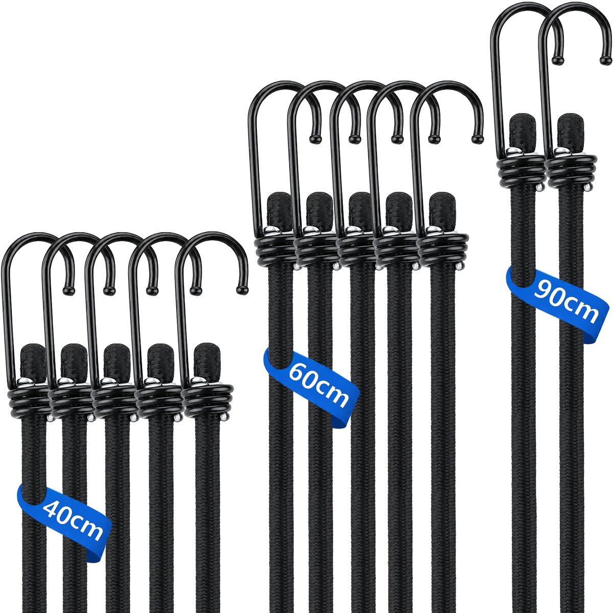 Famanu – Set van 12 elastische spanbanden met haken, perfect voor het veilig vastzetten van spullen