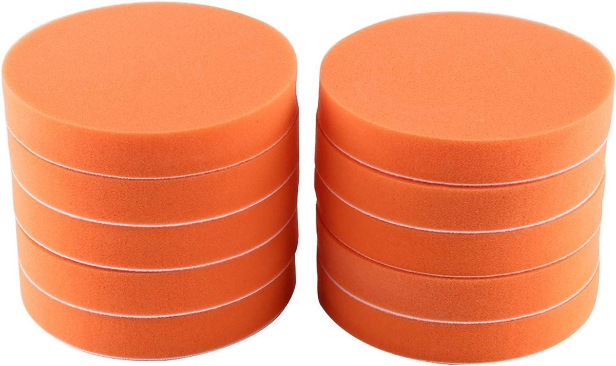 Set van 10 Polijstschuim Pads voor Auto - 150mm Oranje Polijstkussens voor Glans en Bescherming