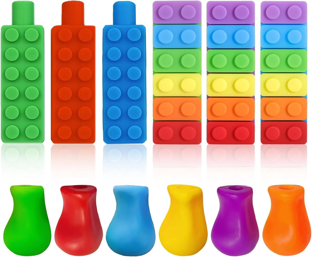 Set van 12 Siliconen Potloodbeschermers - Kauw Caps voor Potloden en Pennen, Handige Penhouder Accessoire