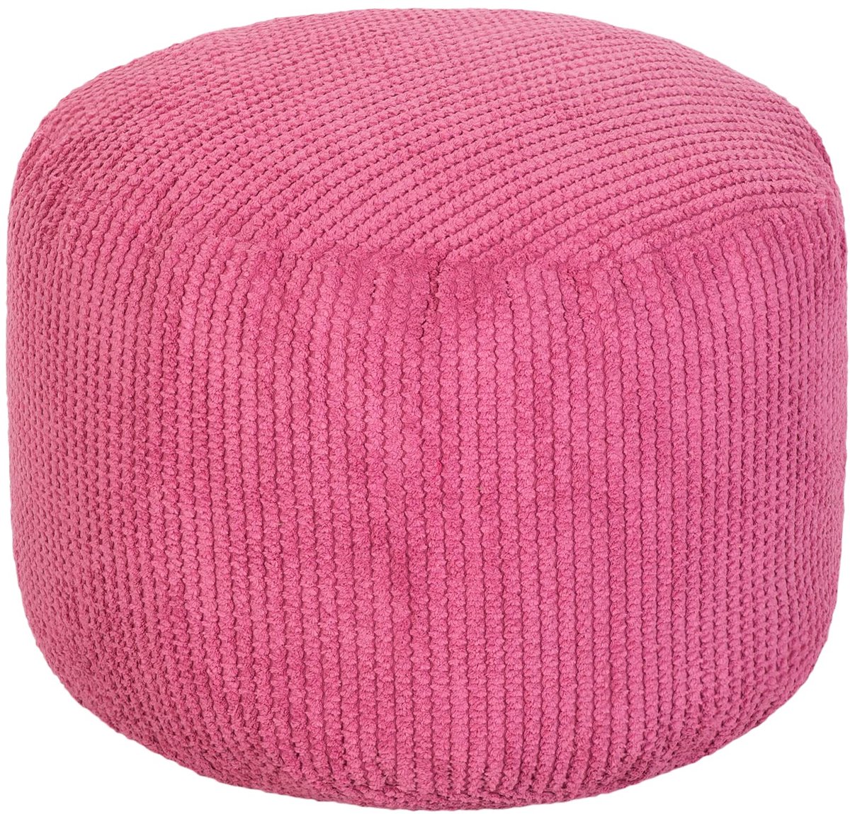 Famanu – Ronde voetenbank met bubbellook, ontworpen, comfortabel zitkussen, duurzaam, roze