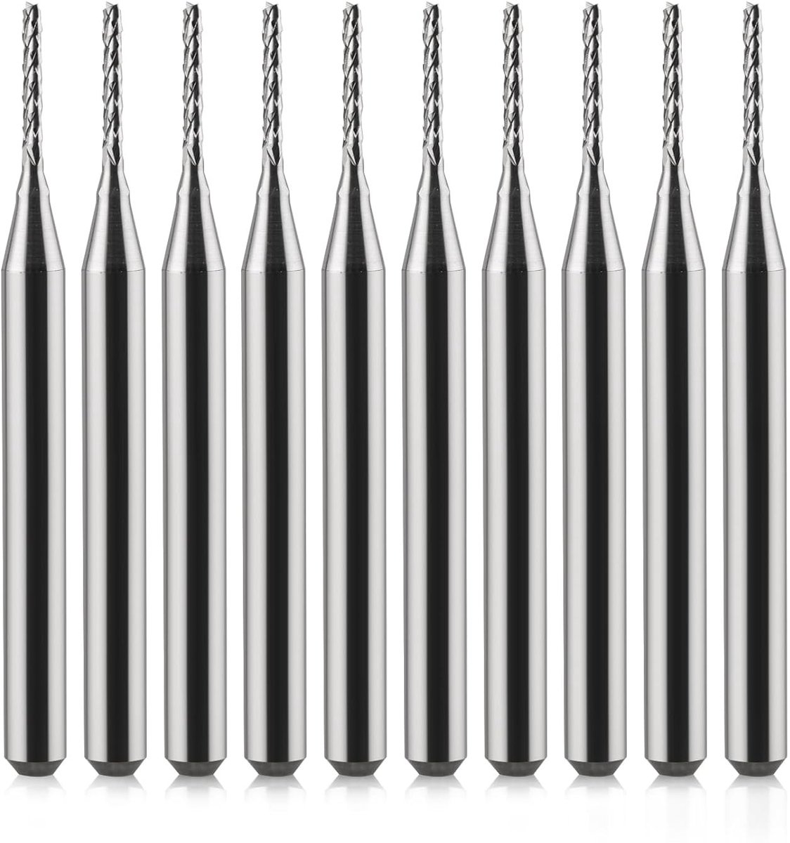 Carbide Freesbits voor CNC Machines - 3.17mm, Geschikt voor PCB-borden, 1mm Snijkanten - Set van 10 Stuks