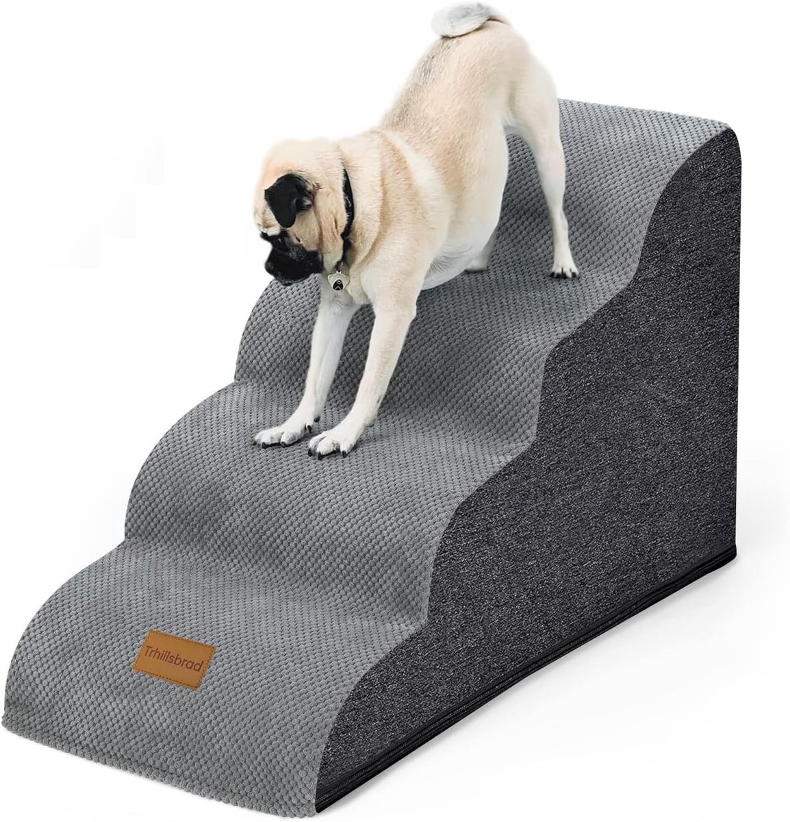 Hondentrap - Grijs - 50 cm - Met 4 Treden voor Hoge Bedden en Banken - Voor Kleine Honden en Oudere Huisdieren