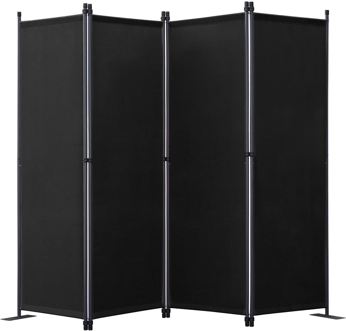 Famanu Opvouwbaar kamerscherm als ruimteverdeler, inkijkbescherming voor kantoor, hotel, ziekenhuis, woonkamer, balkon en tuin (Zwart, 224 x 22 x 165 cm
