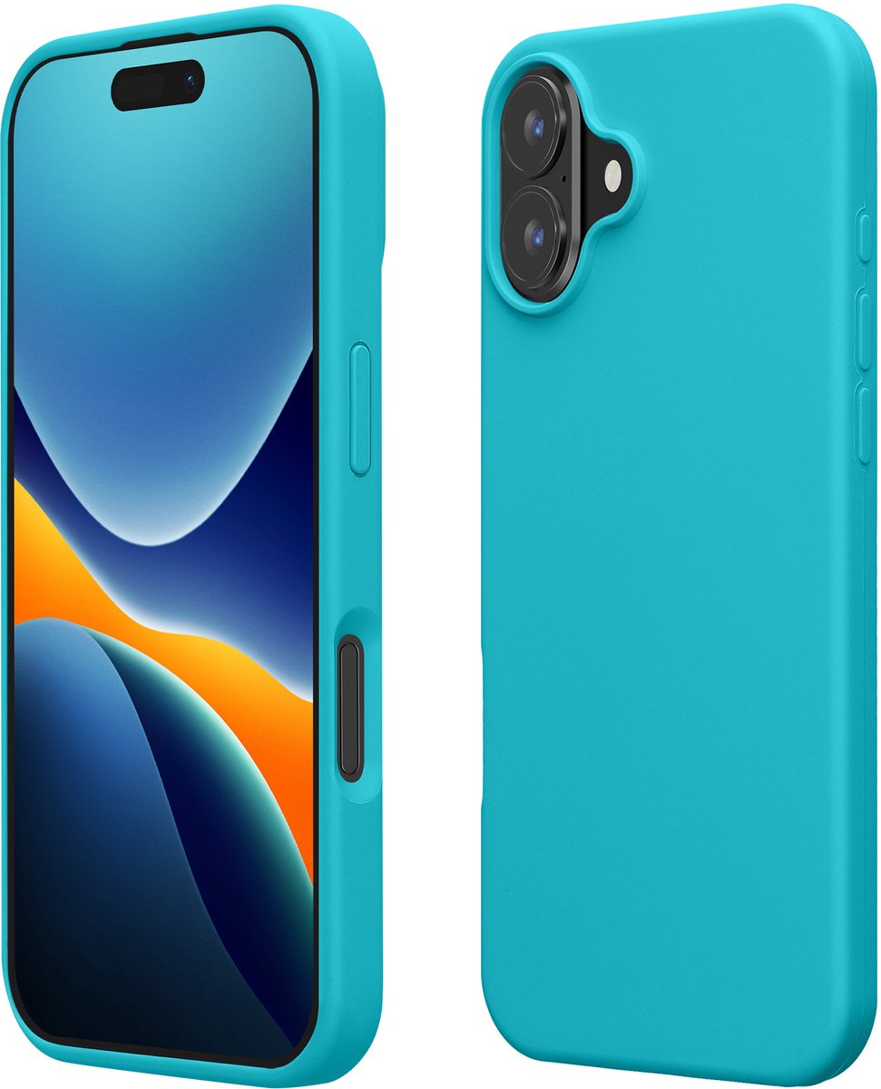 kwmobile telefoonhoesje geschikt voor Apple iPhone 16 Plus - Hoesje met siliconen coating - Smartphone case in ijsblauw