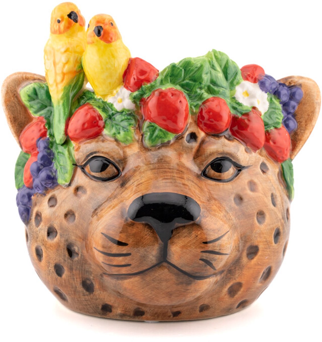 Aardewerk bloopot Tropical leopard S