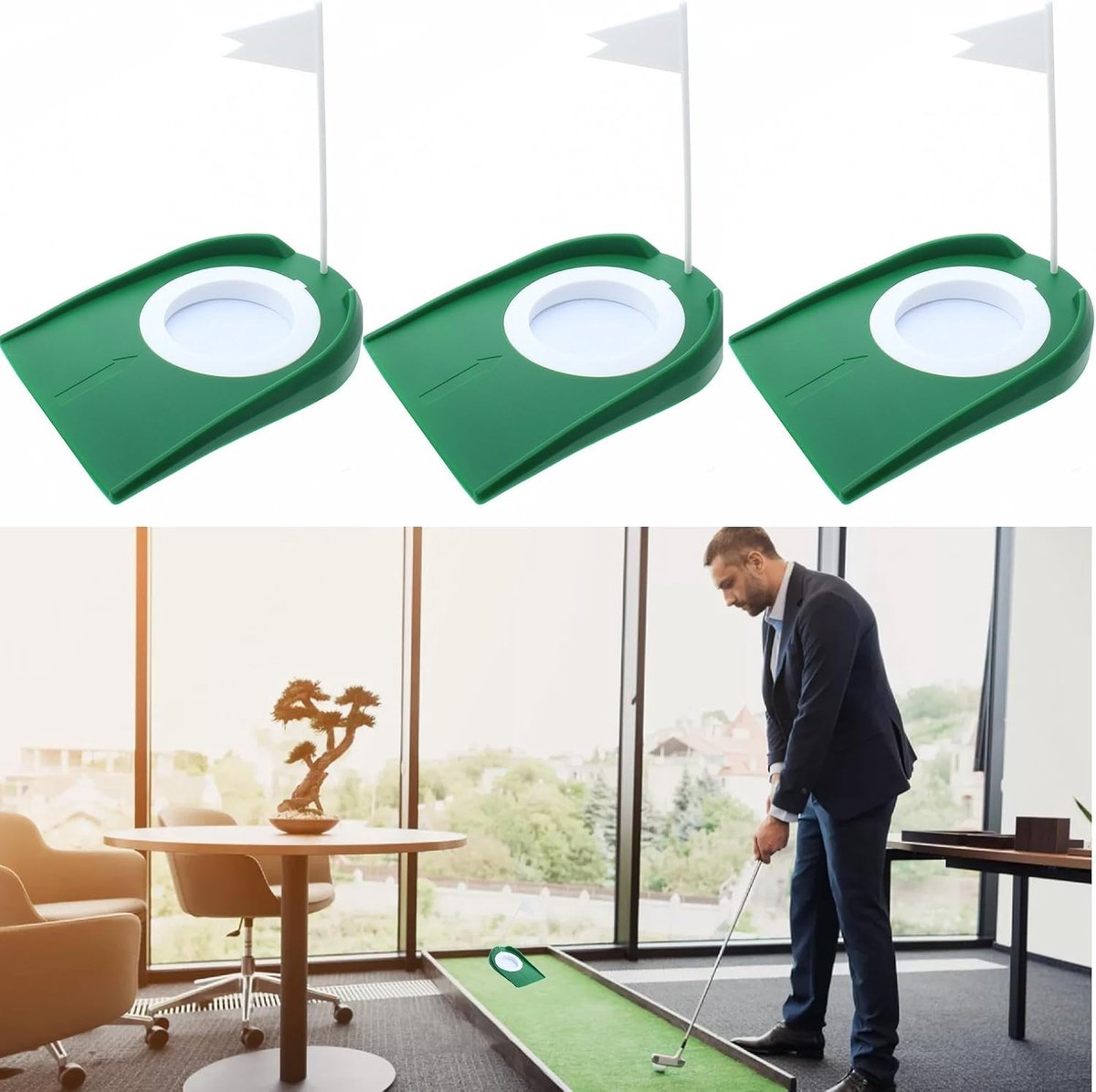 Golfgatschaal - Groen - 18 x 13,5 cm - Kunststof - Voor Golftraining