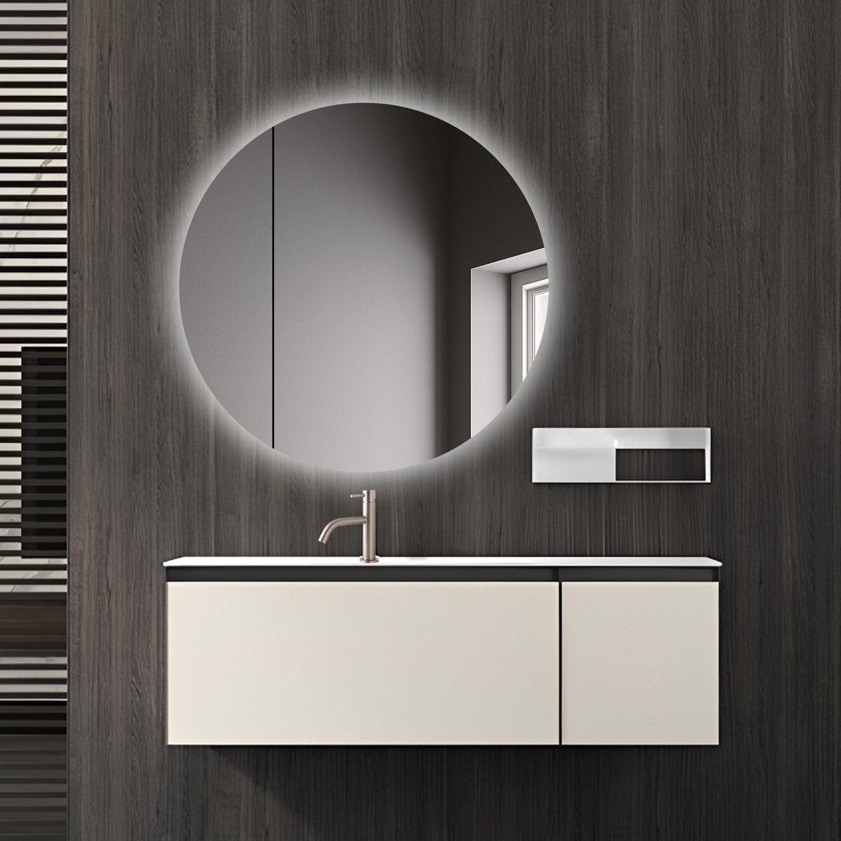SnelShoppen - Talos Picasso Style Spiegelkast 60 cm - Wit - Aluminium Badkamerspiegel met LED-verlichting en Opbergruimte - Modern Badkamermeubel