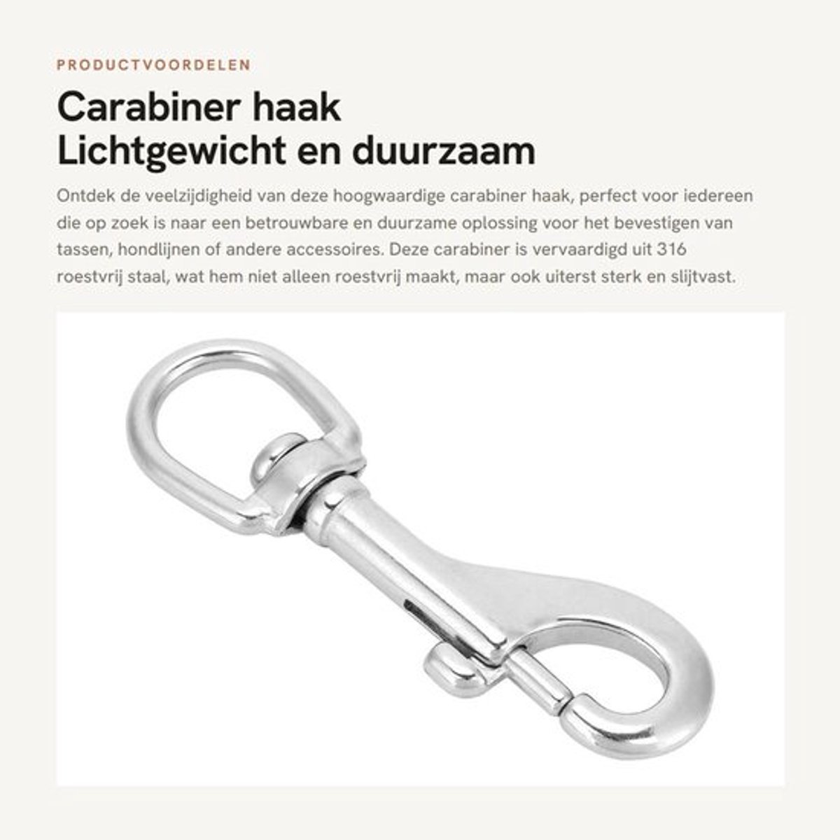 Karabijnhaak 316 Roestvrij Staal - Draaibare Clip - Duikhaak - Multifunctioneel - Slijtvast - Lichtgewicht Ontwerp - Haak