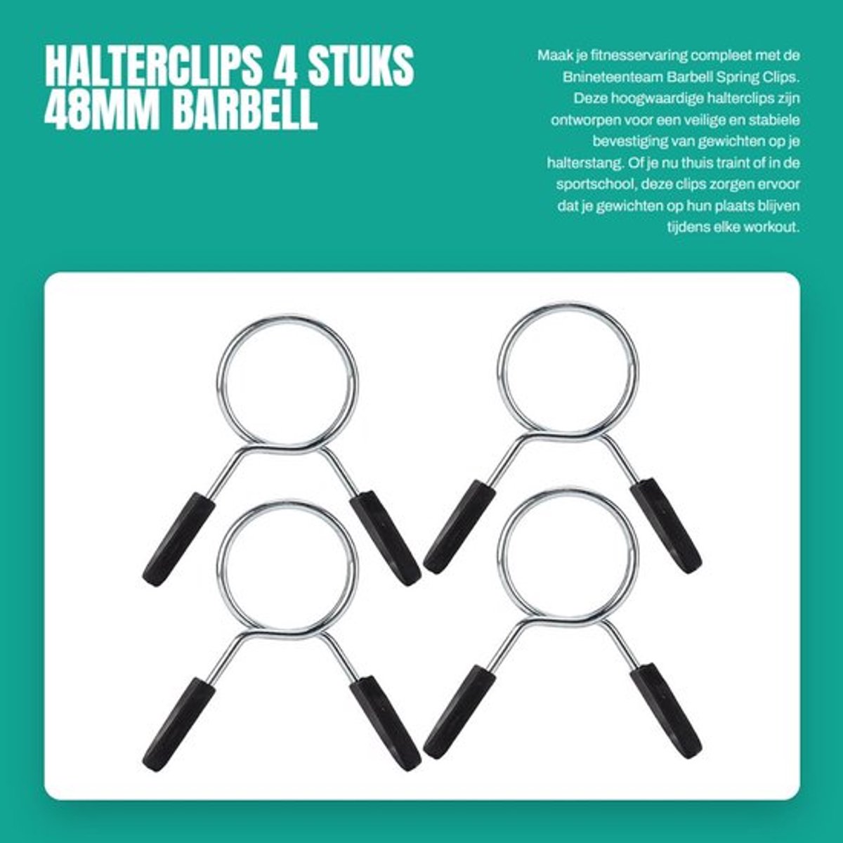 Haltersluiting 4 Stuks - Schokbestendig - Antislip - Roestvrij Staal - Fitness Accessoire - Eenvoudig te Monteren - Barbell Clip