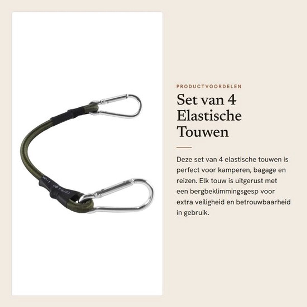 Elastisch Touw 8 mm Dik - 4 Stuks - Bergbeklimmingsgesp - Kamperen - Bagage - Rubbermateriaal, 30 cm - Bungee Cord